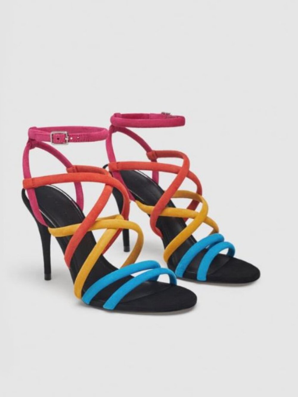 ZARA MULTICOLOUR GENUINE LEATHER (SUEDE) SANDALS, NEW WITH TAGS